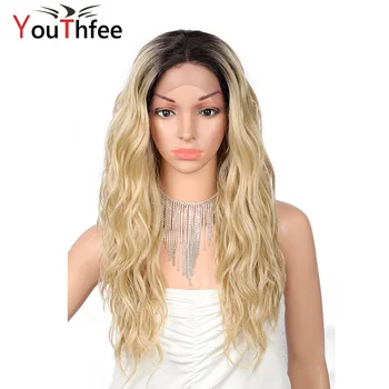 

Youthfee 24 inch Synthetic Hair Swiss Lace Front Wigs with Baby Hair for Women Waterfall Body Wave Japan-made Middle Parted Wig