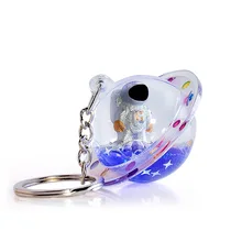 Special Gift Key Chain Cosmic Planet Liquid Quicksand Pendant Space Man Bag Accessories Purses Phone Charm Car Keychain Ornament