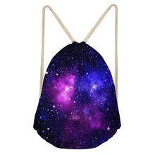 THIKIN сумка на шнурке с красивым принтом галактики модные сумки на плечо разноцветный узор персонализированные сумки на заказ для мальчиков и девочек