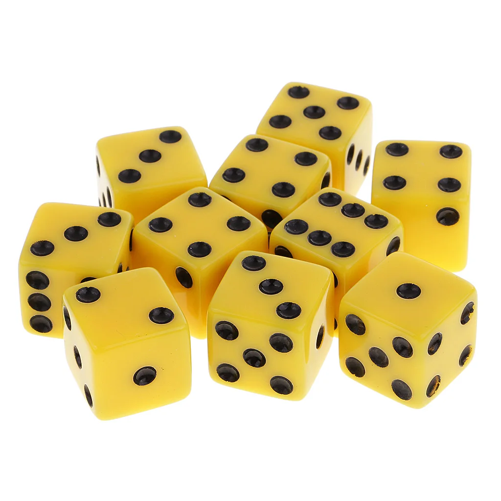 10pcs 6 Sided Dices D6 Digital Dice Party Gaming Dice D&D RPG Board Game Toy