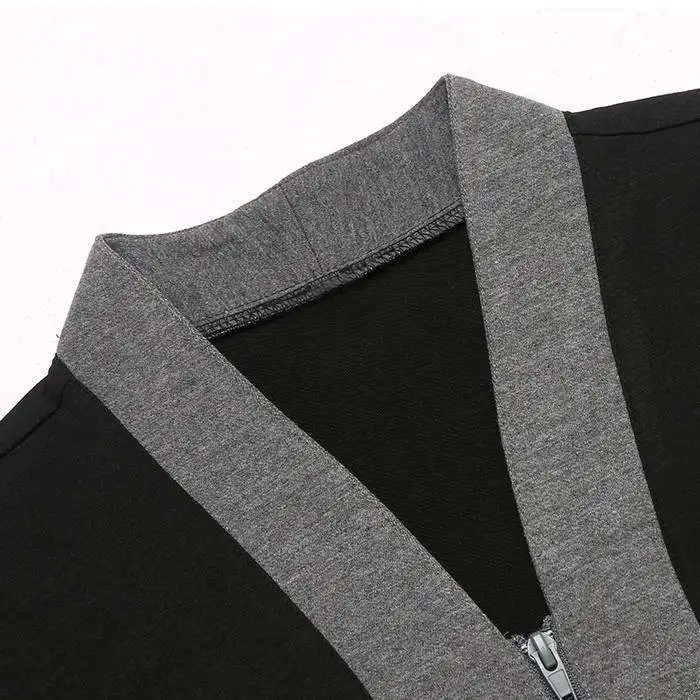 Ekouaer Women Sleepwear Long Robe V-Neck Long Sleeve Dressing Gown Solid Zipper Loose Bathrobe Spa Bathroom Robes Homewear