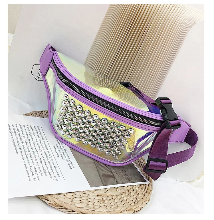 Sports Running Mobile Phone Bag Waterproof Bag Pu Transparent Reflective Diamond Set Shoulder Bag Laser Wallet WOMEN'S Bag Cross