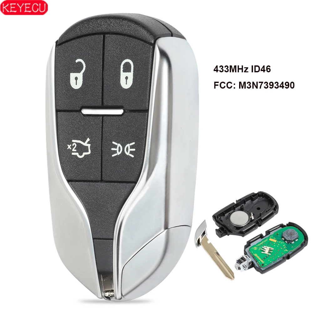 KEYECU дистанционный смарт ключ брелок 4Button ASK 433 мгц ID46 чип для Maserati Quattroporte ghilii 2012 2013
