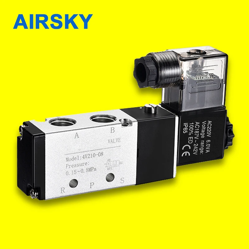Pneumatic Electric Solenoid Valve Airtac 4V210-08 5 Way 2 Position Control Air Gas Magnetic 12V 24V 110V 220V Coil Volt | Обустройство