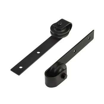 

New 2pc Bypass Sliding Barn Wood Double Doors Hardware Track Kit Set Spoke Wheel