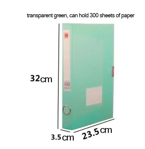 3.5cm green А4 утолщенная прозрачная красочная коробка для файлов, жесткий держатель пластиковый для документов коробка для хранения, канцелярские принадлежности для офиса и школы - Цвет: 3.5cm green