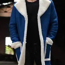 Genuo Новинка, пальто из искусственной овчины с искусственным мехом, мужское длинное однобортное пальто из искусственной кожи, мужское пальто из искусственного меха