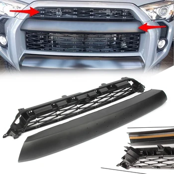 

Upper Front Grille Hood Grill Set For Toyota 4Runner 2014 2015 2016 2017 2018 2019 with Emblem ABS Accessories 2PCS
