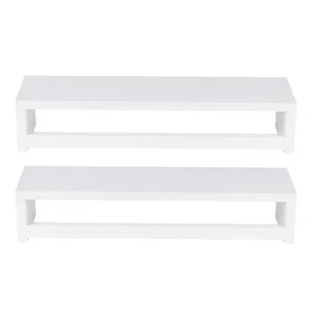 

2pcs Floating Wall Shelves Storage Organizer Flower Pot Bathroom Office With Rails Home Kitchen Solid Bedroom Rustic Wooden