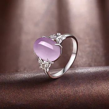 

JF 2020 new 925 inlaid pink crystal ring bow ring elegant fashion creative female ring jewelry