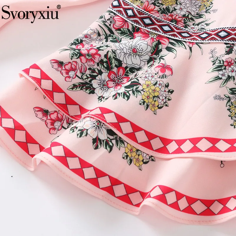 Svoryxiu Runway дизайнерское осеннее длинное платье женские элегантные расширяющиеся к низу рукава с цветочным принтом высокого качества Макси платья Vestdios