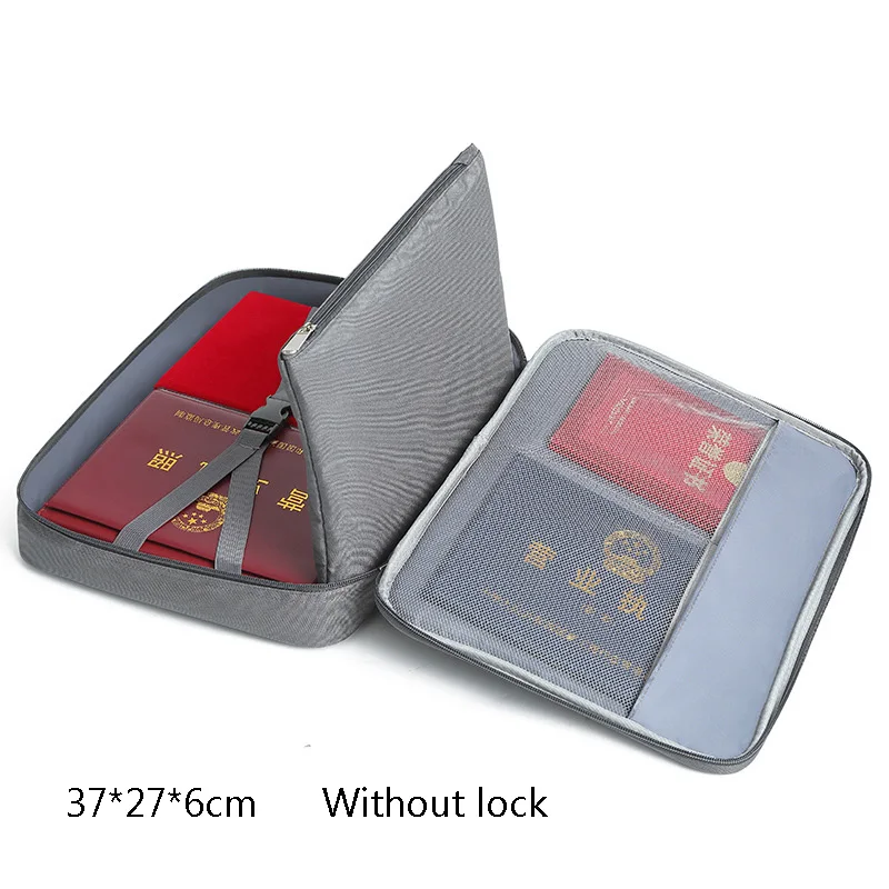 gray thin no lock Прочные домашние безопасные файлы для хранения билетов сумка-мессенджер сумка для путешествий и офиса блокированные документы органайзер для хранения - Цвет: gray thin no lock