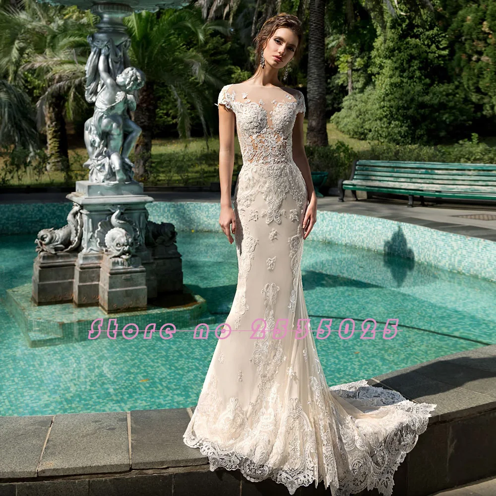2 шт. Свадебные платья русалки со съемным шлейфом Vestido De Novia Sirena Аппликации Кружева Свадебные платья Gelinlik