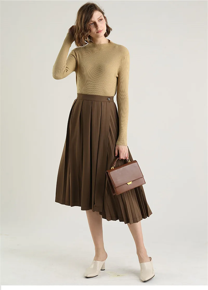GCAROL New Fall Winter Women Half High Collar 30% Wool Sweater Stretch Tight Fit Short Knitting Jumper OL Render Knit Knitwear