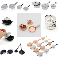 Simulation 1/12 Scale Dollhouse Miniature Frying Pan Cooking Pot Kettle Cookware Cooking Micro Steamer Kitchen Utensils Toy 1