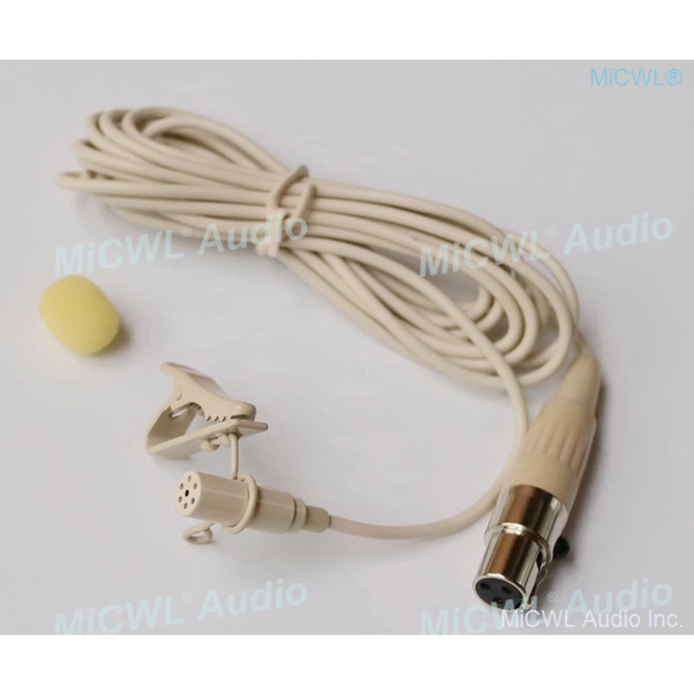 

Beige Clip Lavalier Microphone For AKG Samson Gemini Wireless BeltPack Transmitter TA3F XLR mini for Karaoke Sing Speech