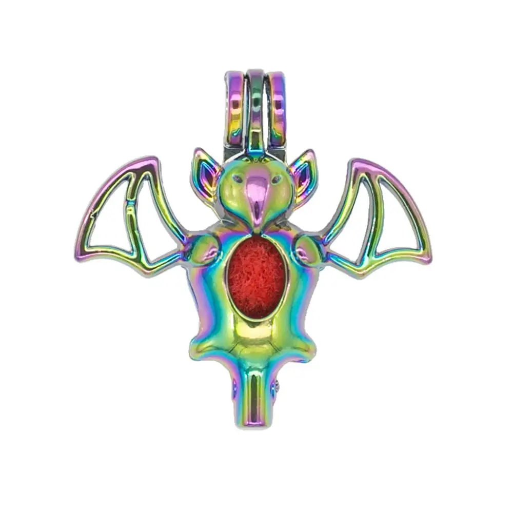 

REYOW 5pcs Multicolor Animal Bat Pearl Bead Cages Perfume Essential Oil Diffuser Locket Pendant Jewelry Making Necklace DIY