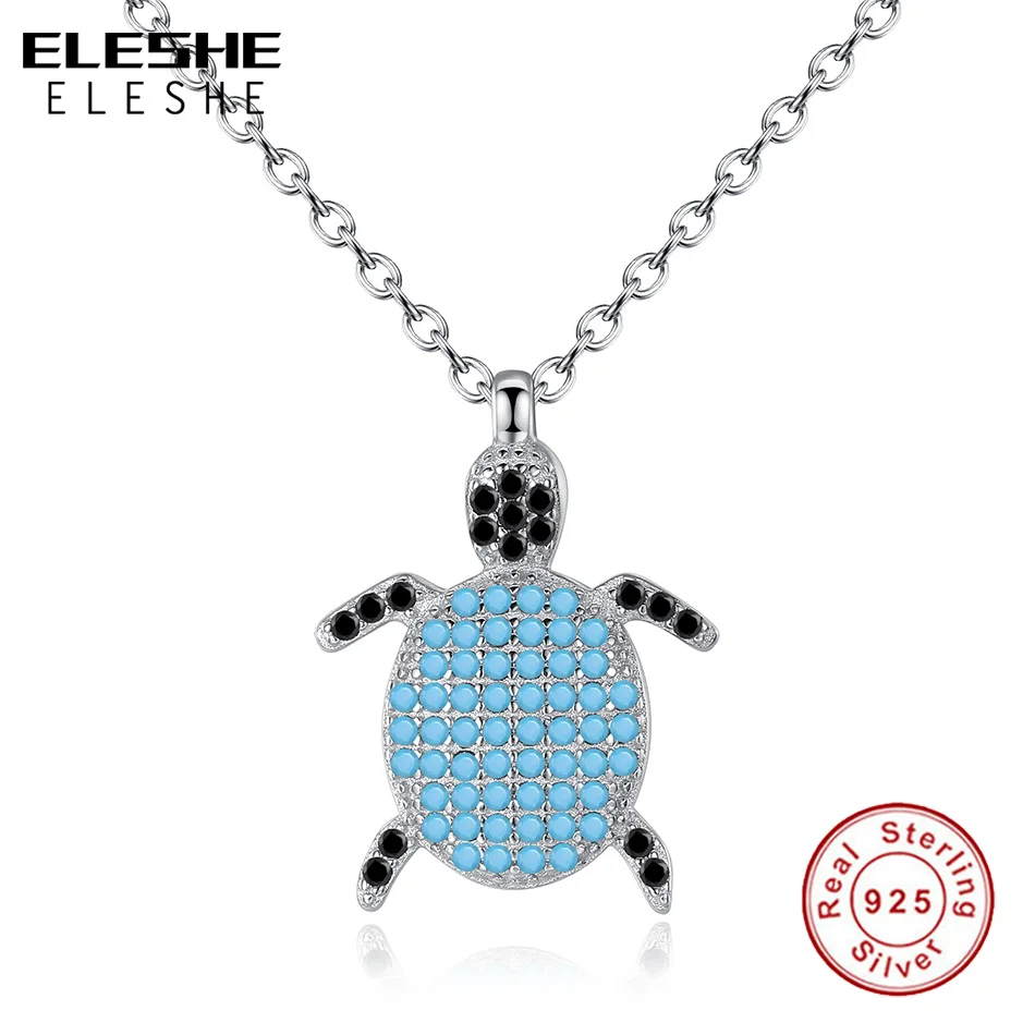 Модные 925 стерлингового серебра Морская Черепаха ожерелье с 45 см звено цепи
