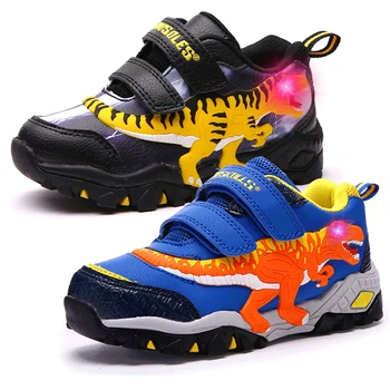 

Dinoskulls Boys LED Shoes Tennis Sports Kids Light Up Sneakers Dinosaur Glowing Children Trainers Running Spring Boy Footwear