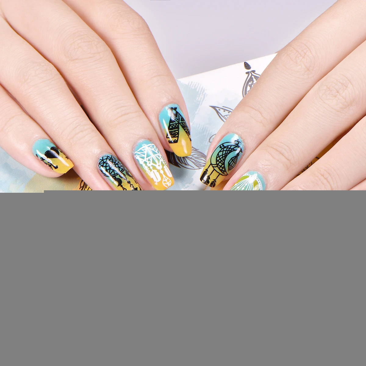 BeautyBigBang дизайн ногтей штамповка 6*12 см прямоугольник Ловец снов перьевой Луны бабочка Фэнтези Цветок изображения пластины инструмент