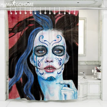 

Skull Flower Tattoo Beauty Shower Curtain Bath Curtains douchegordijn 3d rideau douche Bathroom Curtains cortinas de bano Large