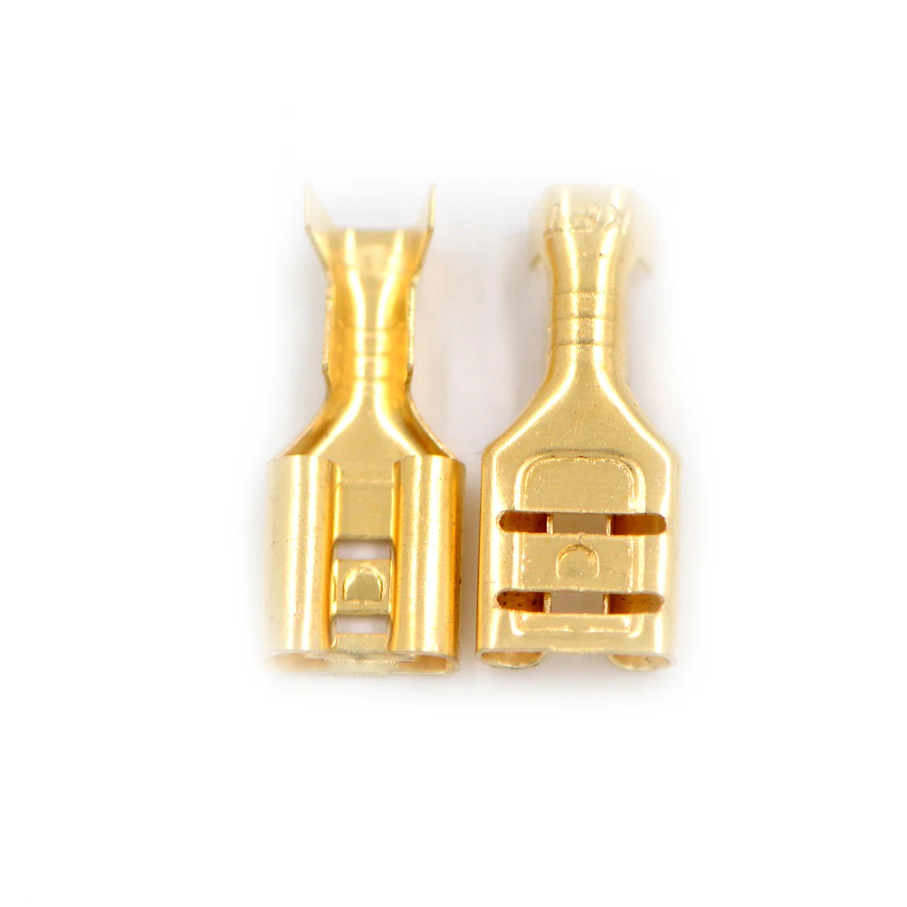 Gold Brass Car Speaker Electric Wire Connectors Set Female Crimp Terminal Connector 4.8mm/6.3mm 100pcs/lot