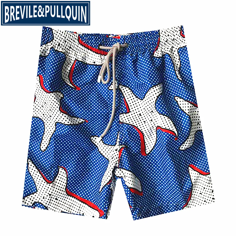 V Большой бренд Brevile pullquin пляжные обшитые мужские шорты Черепашки купальники Фламинго морской купальник с изображением звезд полиэстер спандекс сексуальные шорты - Цвет: V