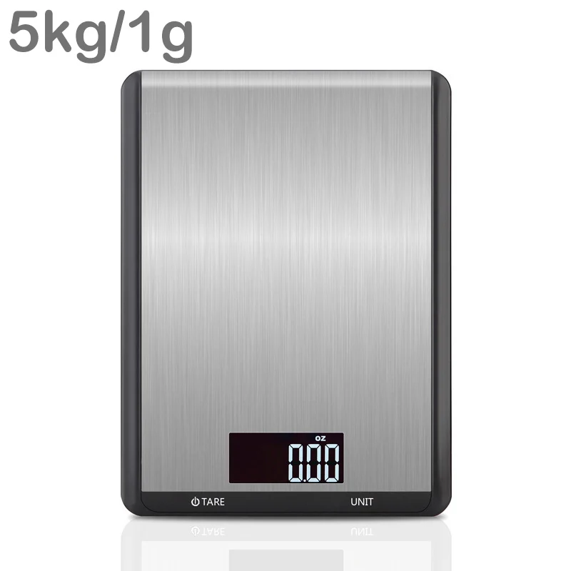 Цифровые кухонные весы из нержавеющей стали, электронные весы для выпечки еды, ЖК-дисплей с подсветкой, цифровые кухонные весы - Цвет: black 5kg