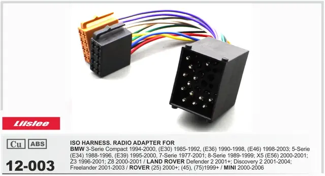 17 Pins Din Iso Harness Adapter Cable For Bmw E30/e34/e36/e39/e46