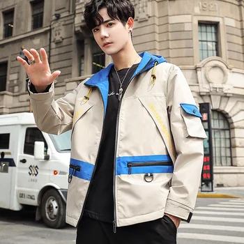 

Men's bomber Jacket Colorblock Jacket Fashion Sportswear Casual Jacket Men's Hip Hop Street Suit 2019 New Hooded Jacket 4XL