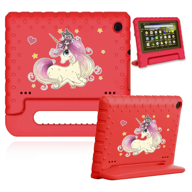 Cute Cartoon Kids Cover for Fire 7 (5th 7th 9th Gen)/HD 8 Tablet Handle Stand Funda Case for Fire HD 8 Plus (10th Gen 2020) 29.red case-pretty u
