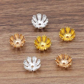 

100pcs Zinc Alloy Metal Casting Flower Prong Charms End Beads Caps Findings DIY Women Dangle Tassel Earrings Jewelry Accessories