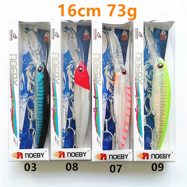 Noeby 4 шт. 12 см/32 г 14 см/52 г 16 см/73 г Длинные литья жесткая приманка для рыбалки воблеры и крутящиеся приманки бас Щука Профессиональный гольян - Цвет: 3789 9046-16cm