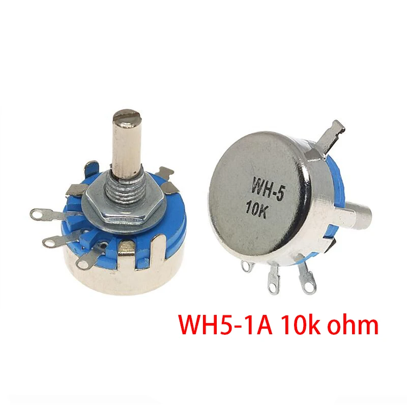 2pcs WH5-1A 10k ohm 3-Terminals Round Shaft Rotary Taper Carbon Potentiometer | Электронные компоненты и