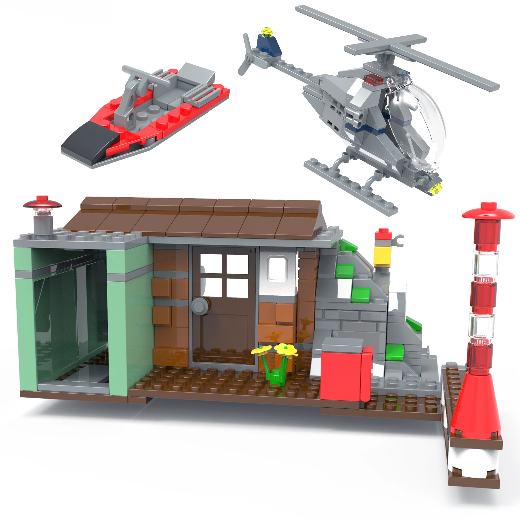 CAYI LegOINGs замок SWAT Автомобиль Лодка Самолет оружие удобство магазин кафе