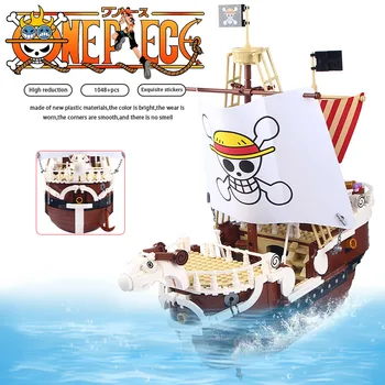 

1048PCS SY6297 Merry Pirate Sailboat One Piece Splicing Terrace Storeroom Multi-layer Building Blocks For Children Toys