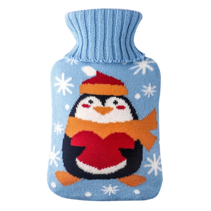 Рождественская грелка для рук с героями мультфильмов, портативная Классическая резиновая грелка с милой вышивкой животных, вязаная крышка, домашняя грелка - Цвет: A4