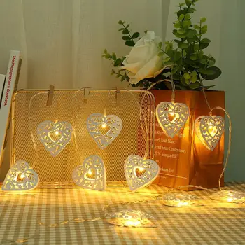 

2m 10 LED Lamp Garland String Maple Leaf Filbert Heart Festival Decoration Lighting Strings Christmas Bedroom Household Lighting