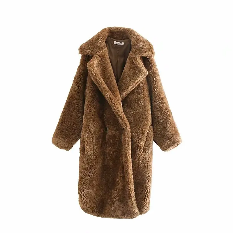Новинка, зимнее шерстяное пальто с плюшевым мишкой, пальто, женская верхняя одежда, Женская куртка, утолщенное теплое Свободное длинное пальто