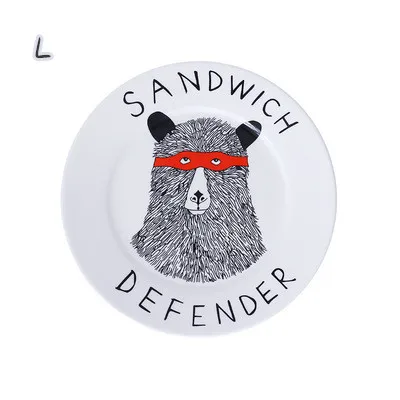 High quality Nordic cutlery cartoon breakfast cake snack dish creative western dish steak dish plate - Цвет: L