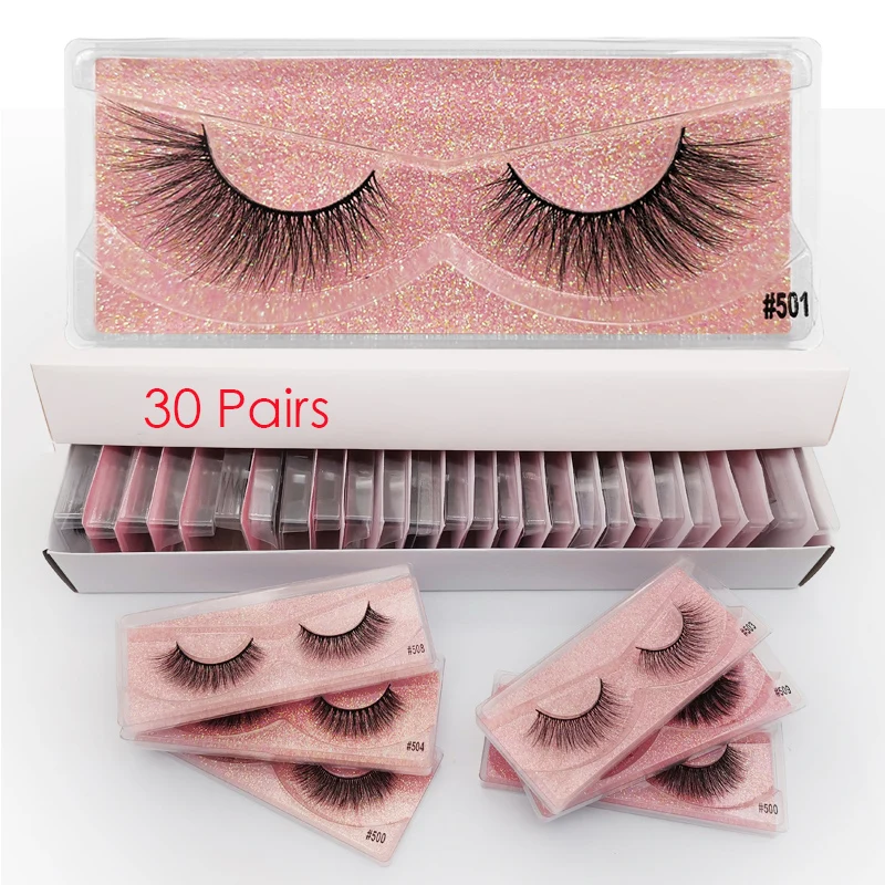 30PAIRS 501 30 пар оптом ресницы норковые ресницы 3d норковые ресницы оптом макияж, накладные ресницы - Color: 30PAIRS 501