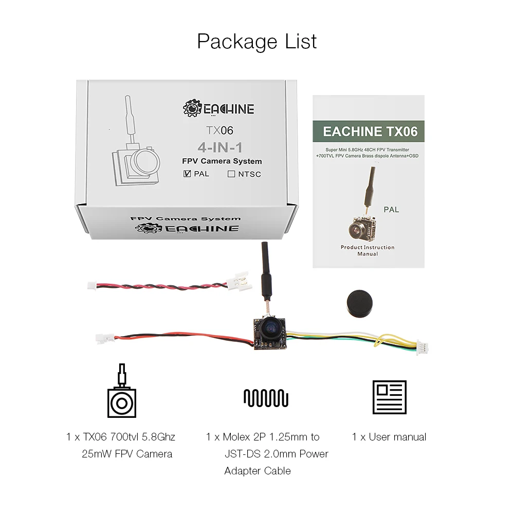 Eachine высокой четкости TX06 700TVL FOV 130 градусов 5,8 ГГц 40CH Смарт Аудио Мини FPV камера AIO передатчик для RC FPV мини Дрон