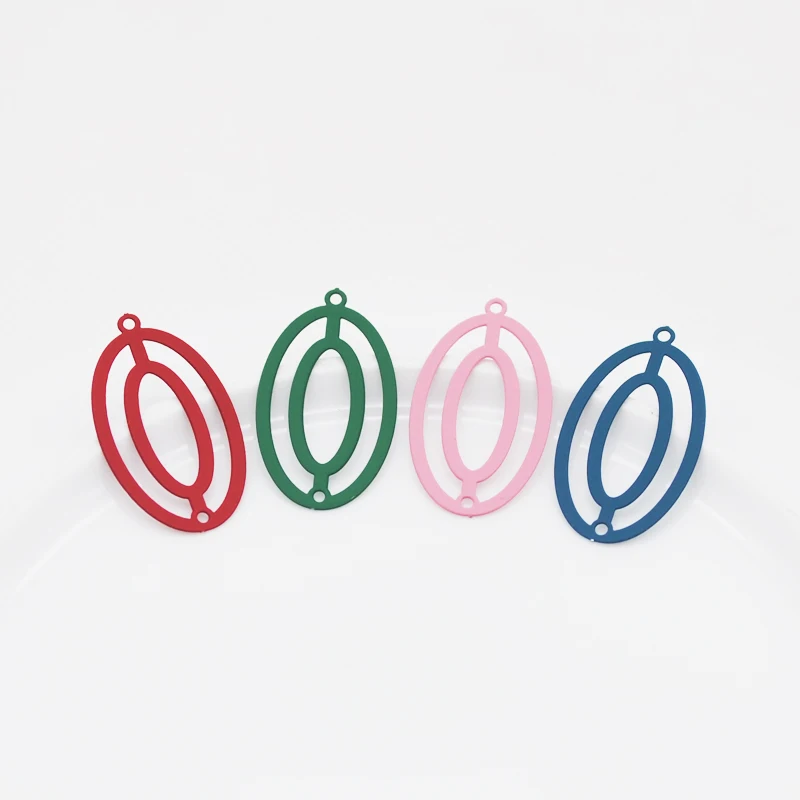 

10pcs/Lot Fashion Lacquer Charms Pendant Colorful Red Geometric Connectors Filigree Stamping Jewelry DIY Findings 27mm X 15mm