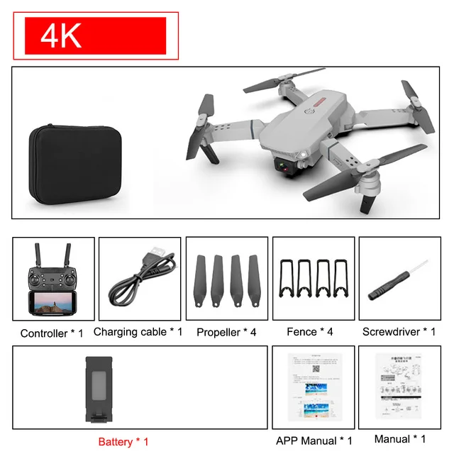 Drone 4k E88 Pro Dual Camera Visual Positioning Rc Quadcopter 1080P HD WiFi Fpv Height Hold Foldable Wide-angle Airplane Drone syma x20 rc helicopter with camera RC Quadcopter