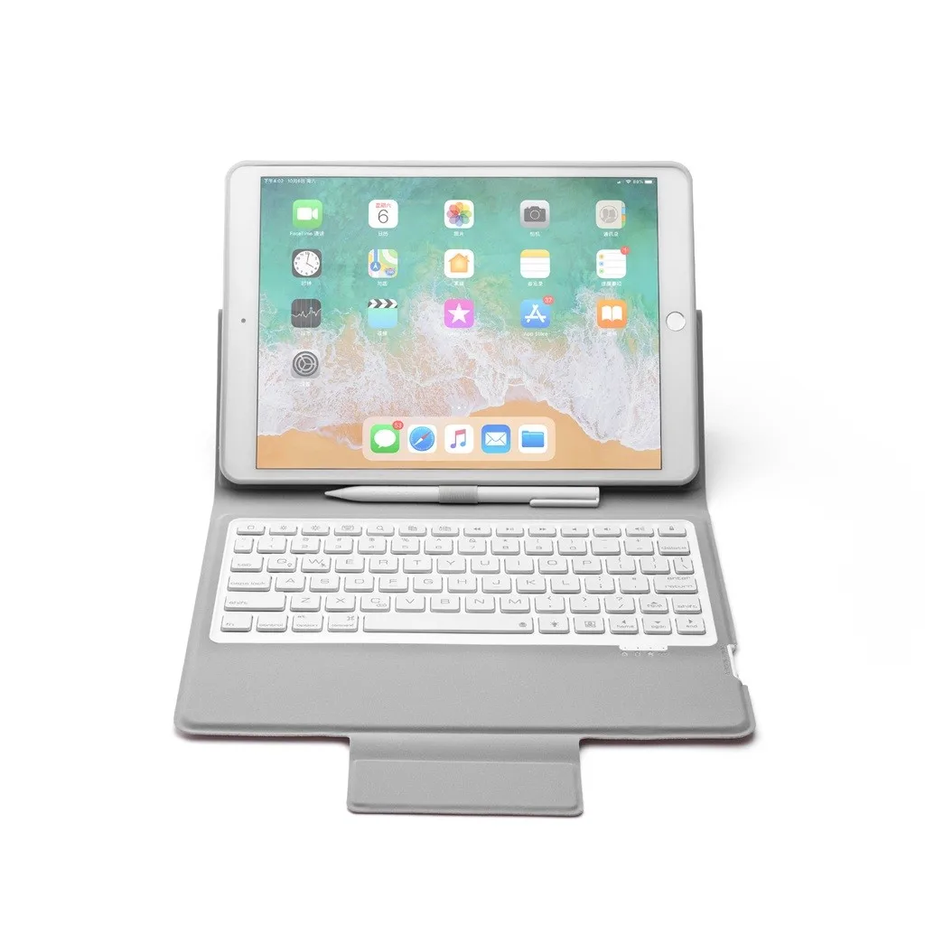 20% Bluetooth клавиатура чехол Чехол с карандашом держатель для iPad pro/Air 10,5 дюймов 7-Цвет Подсветка Bluetooth клавиатура чехол
