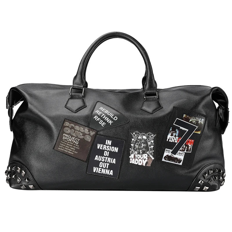 Luxury Men Travel Bags Vintage Brand Leather Handbags Big Men Business Luggage Bag New Women Travel Bags Shoulder Bag - Color: Black