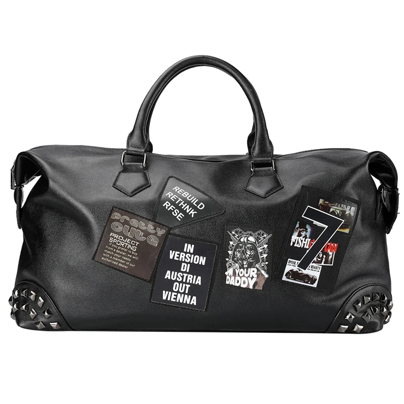 Black Luxury Men Travel Bags Vintage Brand Leather Handbags Big Men Business Luggage Bag New Women Travel Bags Shoulder Bag - Color: Black