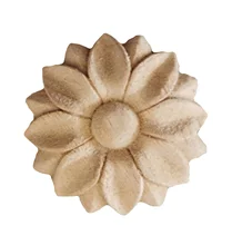 

10pcs Diameter:4.5-7.5cm Furniture Cabinet Door Bedside Table Wooden Circles Flower Solid Wood Flower Heads