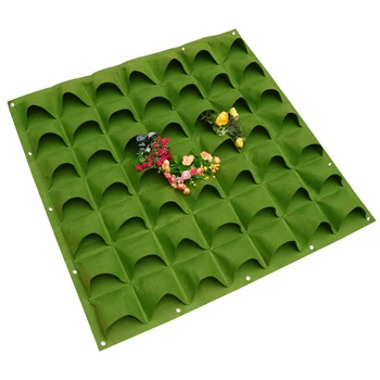 

1Pc 1mx1m 49 Pocket Felt Planting Bag Wall Hanging Vertical Planter Felt Growing Bag for Garden Outdoor (Flat Bottom )