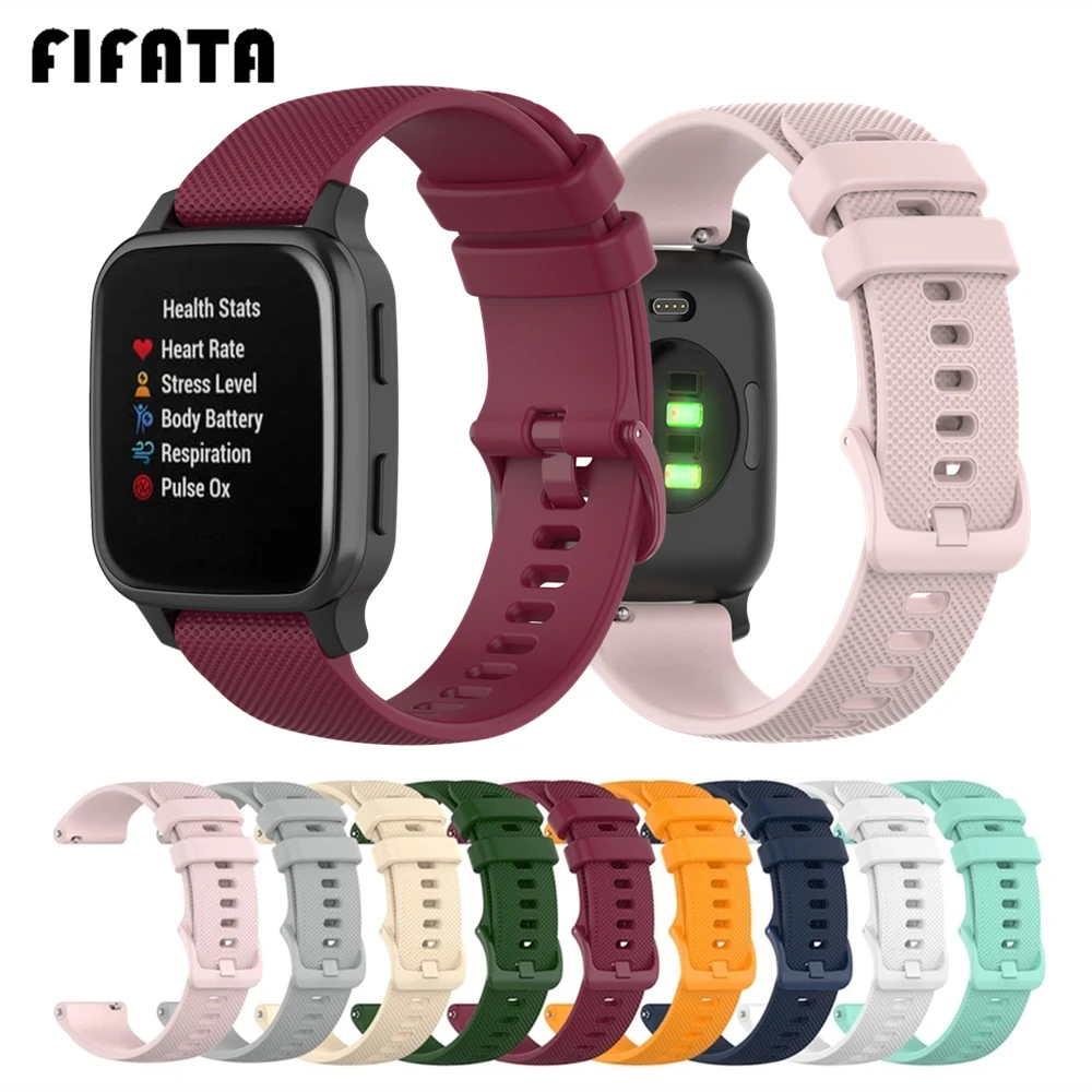 Silicone Watch Band FIFATA For Garmin Venu SQ Venu Vivoactive3 4 Forerunner245 Amazfit BipS/U Wrist Strap for silicone wrist strap,fitness tracker strap,silicone watch strap,silicone watch band,watch strap,smart bracelet strap